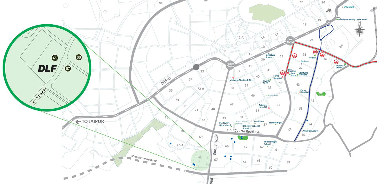 DLF Arcade 68 Location Map
