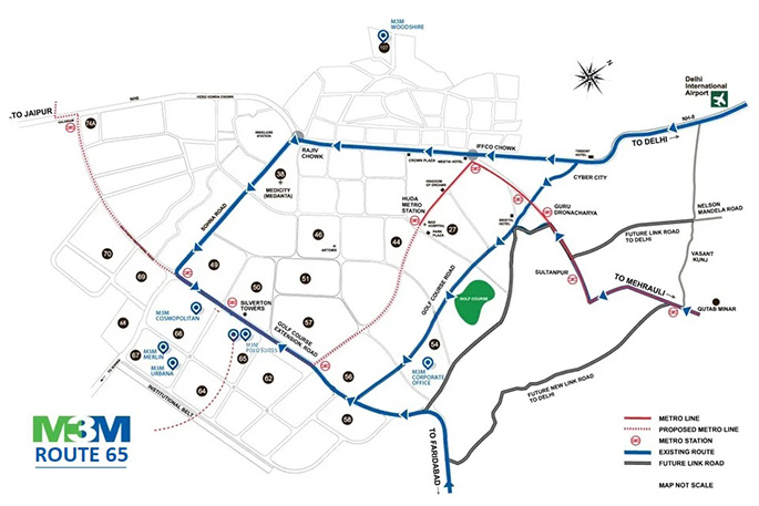 M3M Route 65 Location Map
