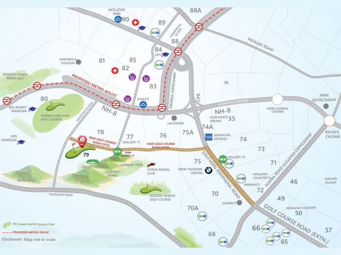 M3M Golf Hills Location Map
