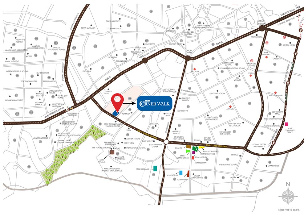 M3M Corner Walk Location Map
