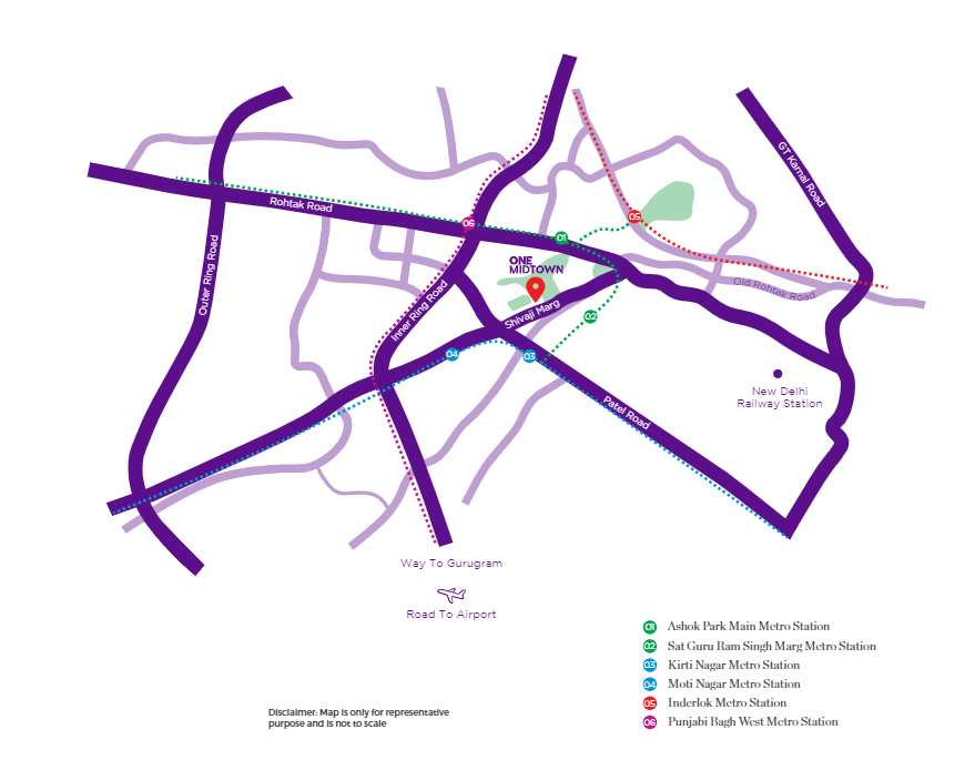 DLF One Midtown Location Map