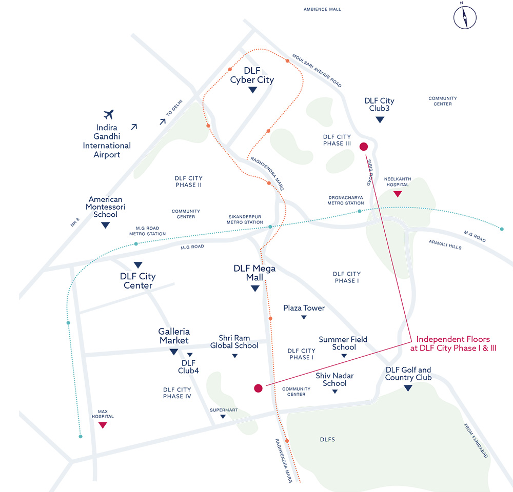 DLF City Phase 1 & 3 Location Map