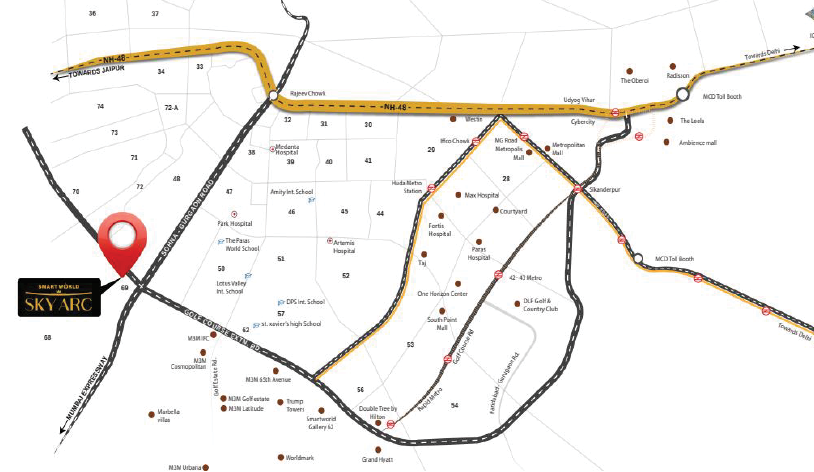 Smartworld Sky Arc Location Map