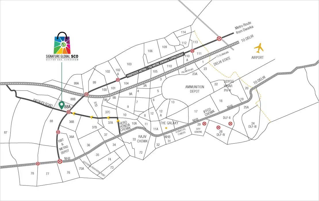 Signature Global SCO 88A Location Map
