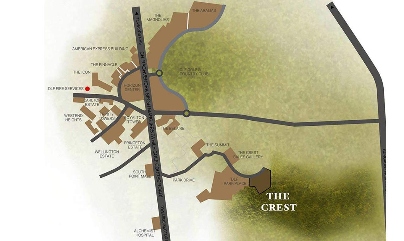 DLF The Crest Location Map