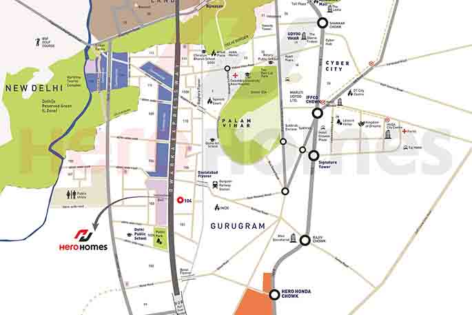 Hero Homes Gurgaon Location Map