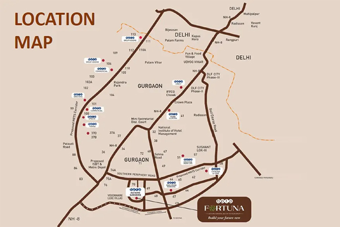 BPTP Fortuna Location Map