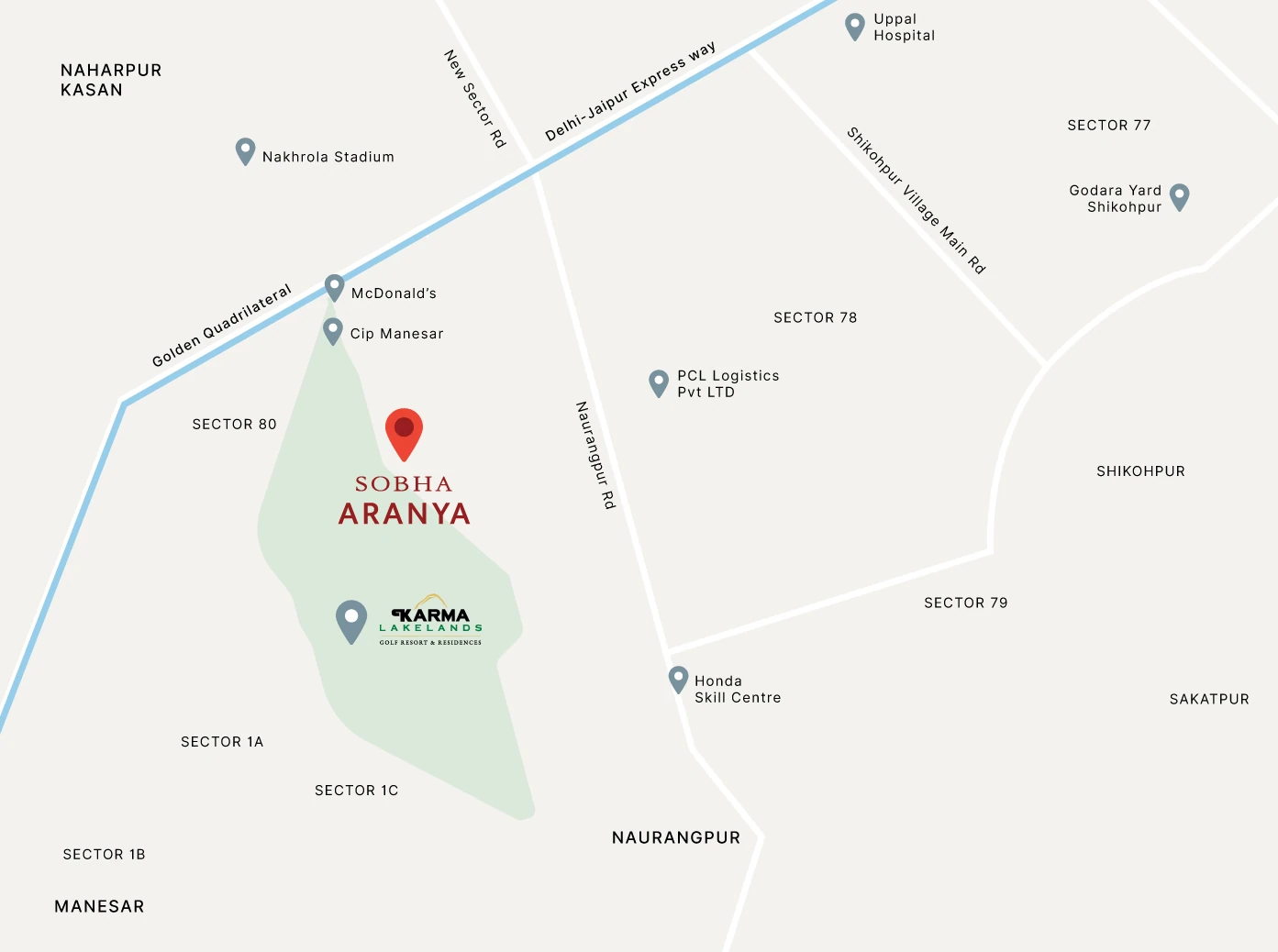 Sobha Aranya Location Map