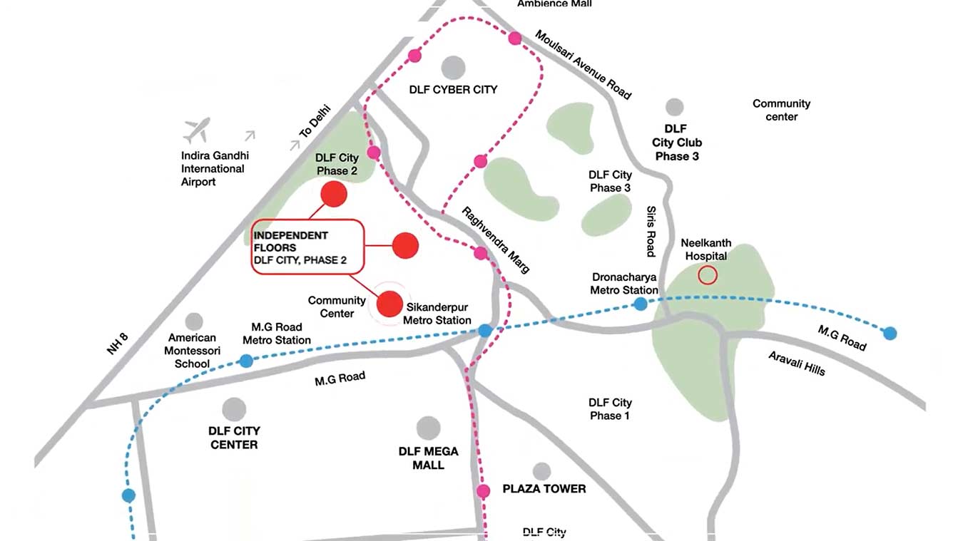 DLF City Phase 2 Location Map