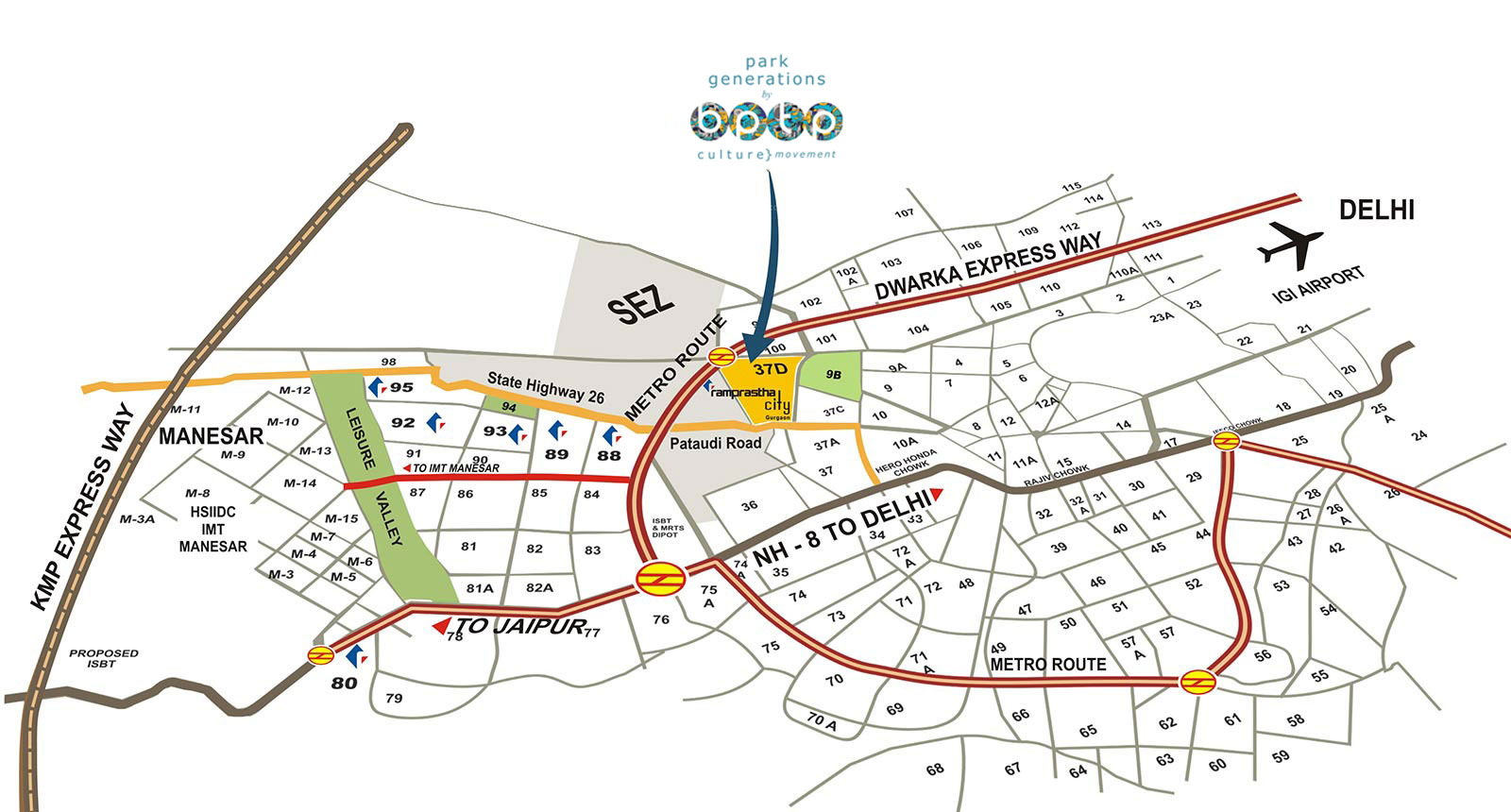 BPTP Park Generations Location Map