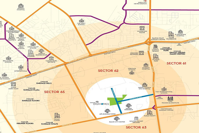 Emaar Digihomes Location Map