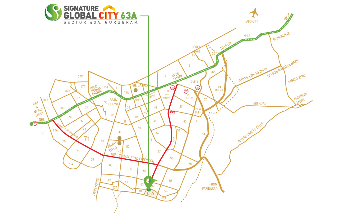 Signature Global City 63A Location Map