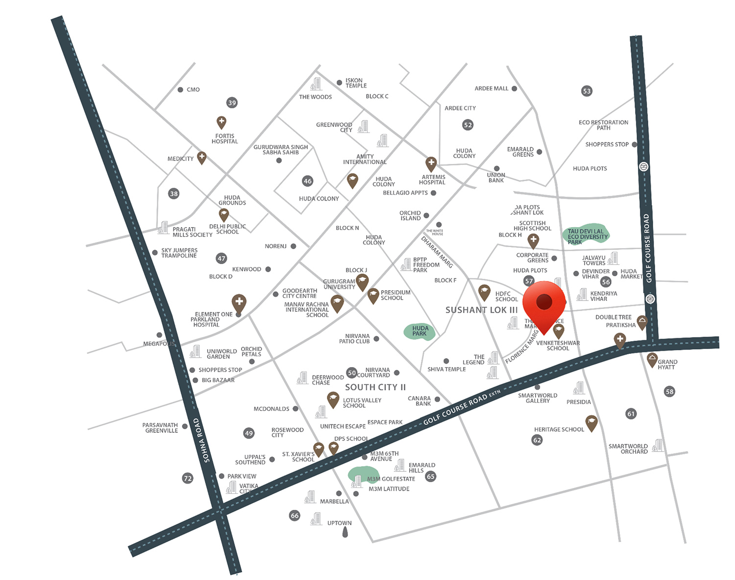 M3M Atrium 57 Location Map