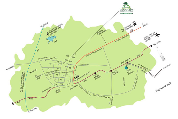 Orris Woodview Residencies Location Map