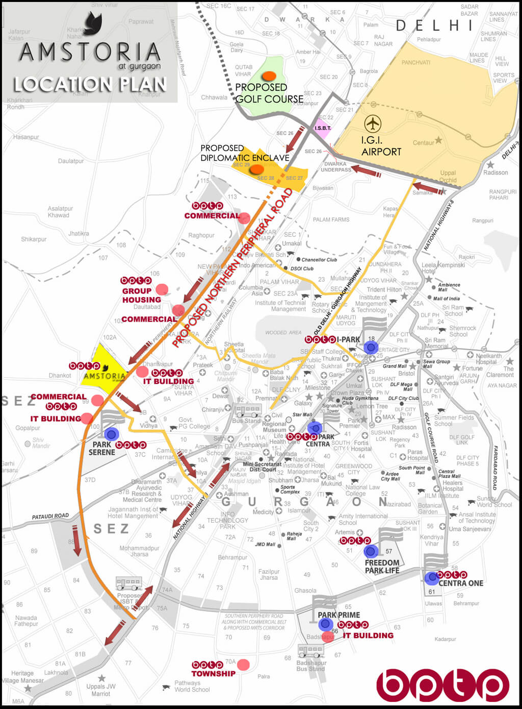 BPTP Amstoria Location Map
