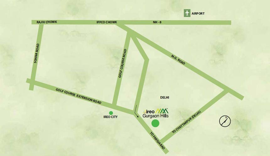 IREO Gurgaon Hills Location Map