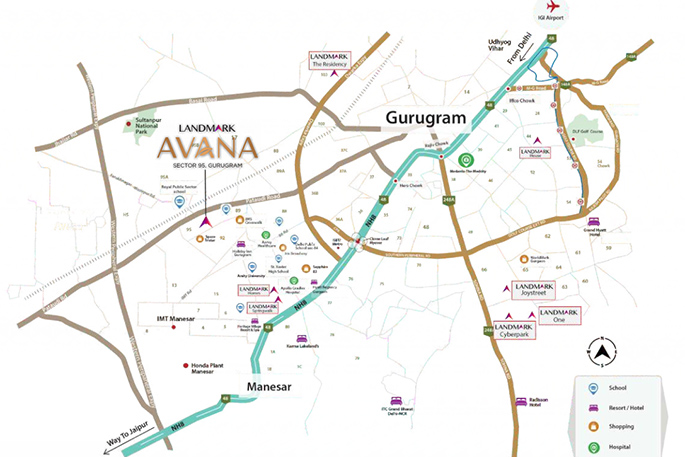 Landmark Avana Location Map