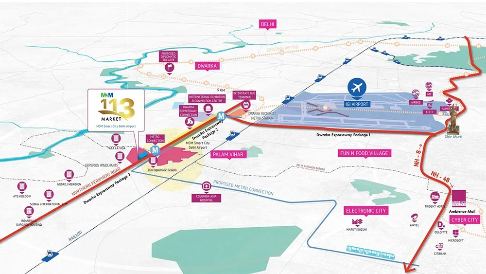 M3M SCO 113 Market Location Map