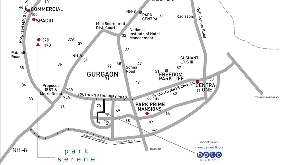 BPTP Astaire Gardens Location Map