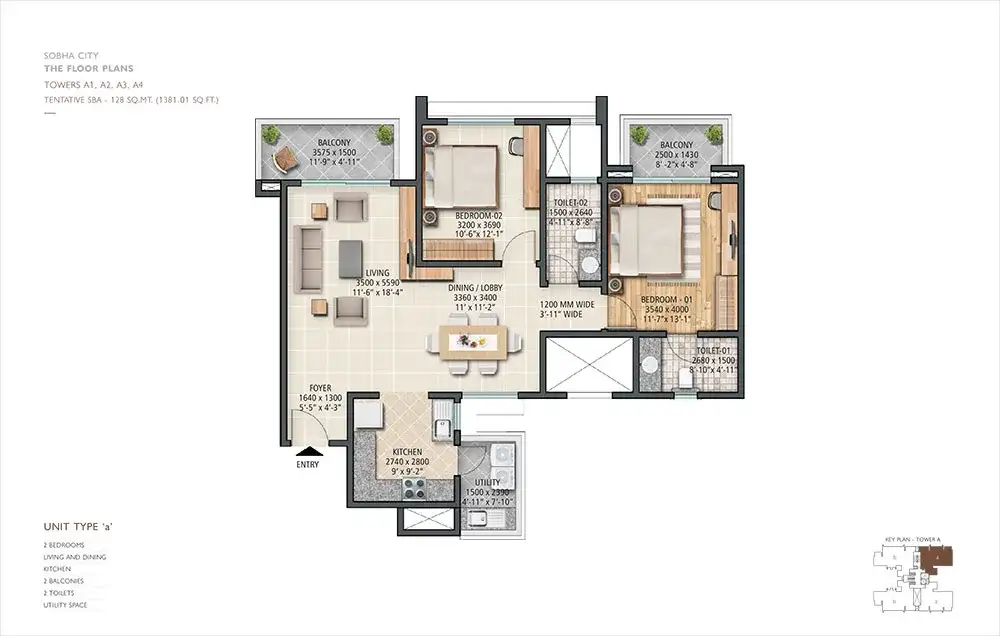 Sobha City - Floor Plan 1