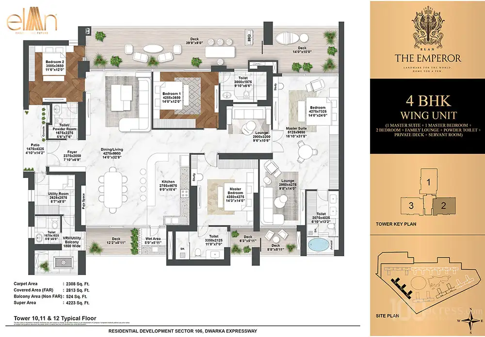 Elan The Emperor - 4 BHK - Wing Unit