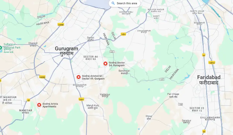 Godrej Astra Location Map