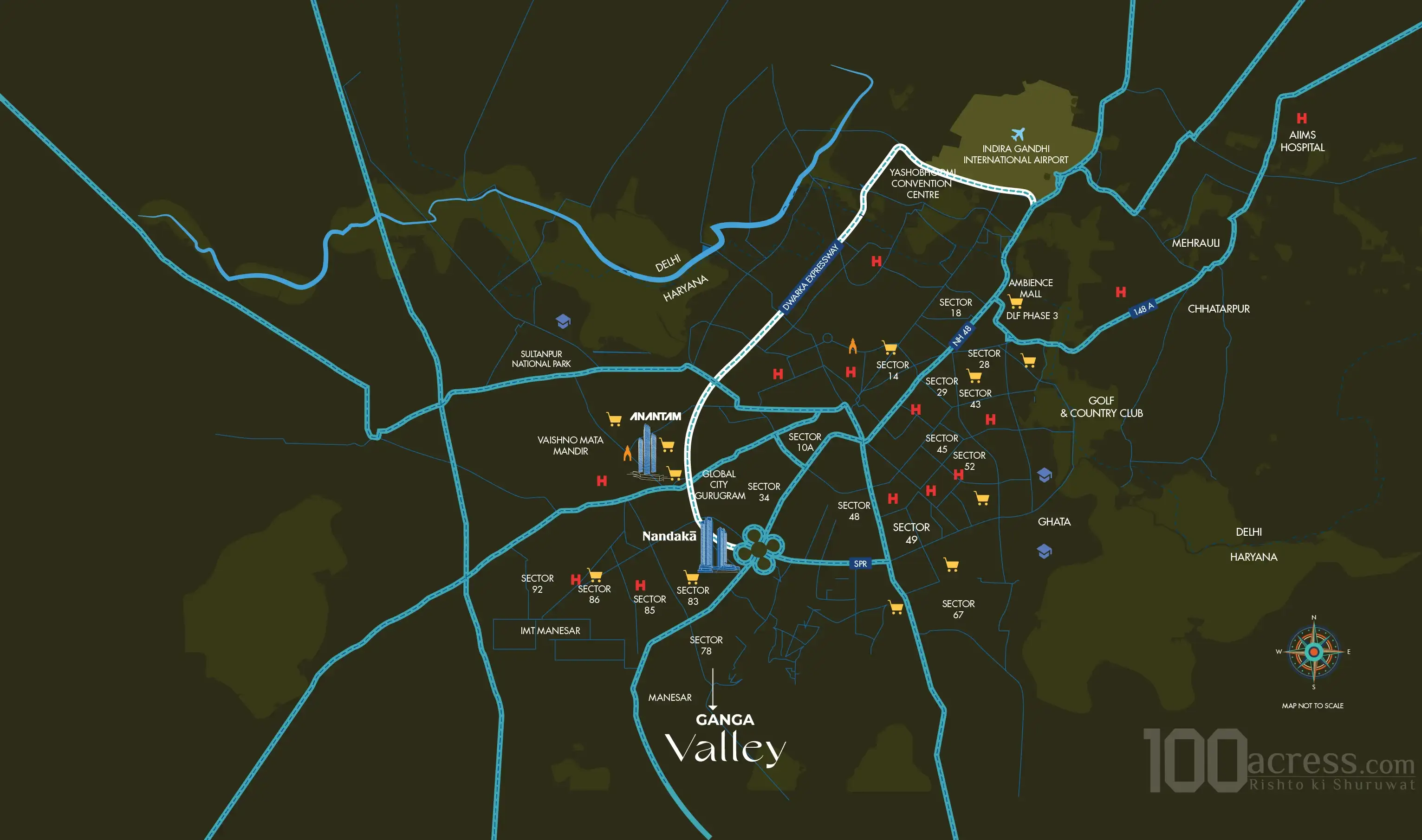 Ganga Realty Valley Location Map