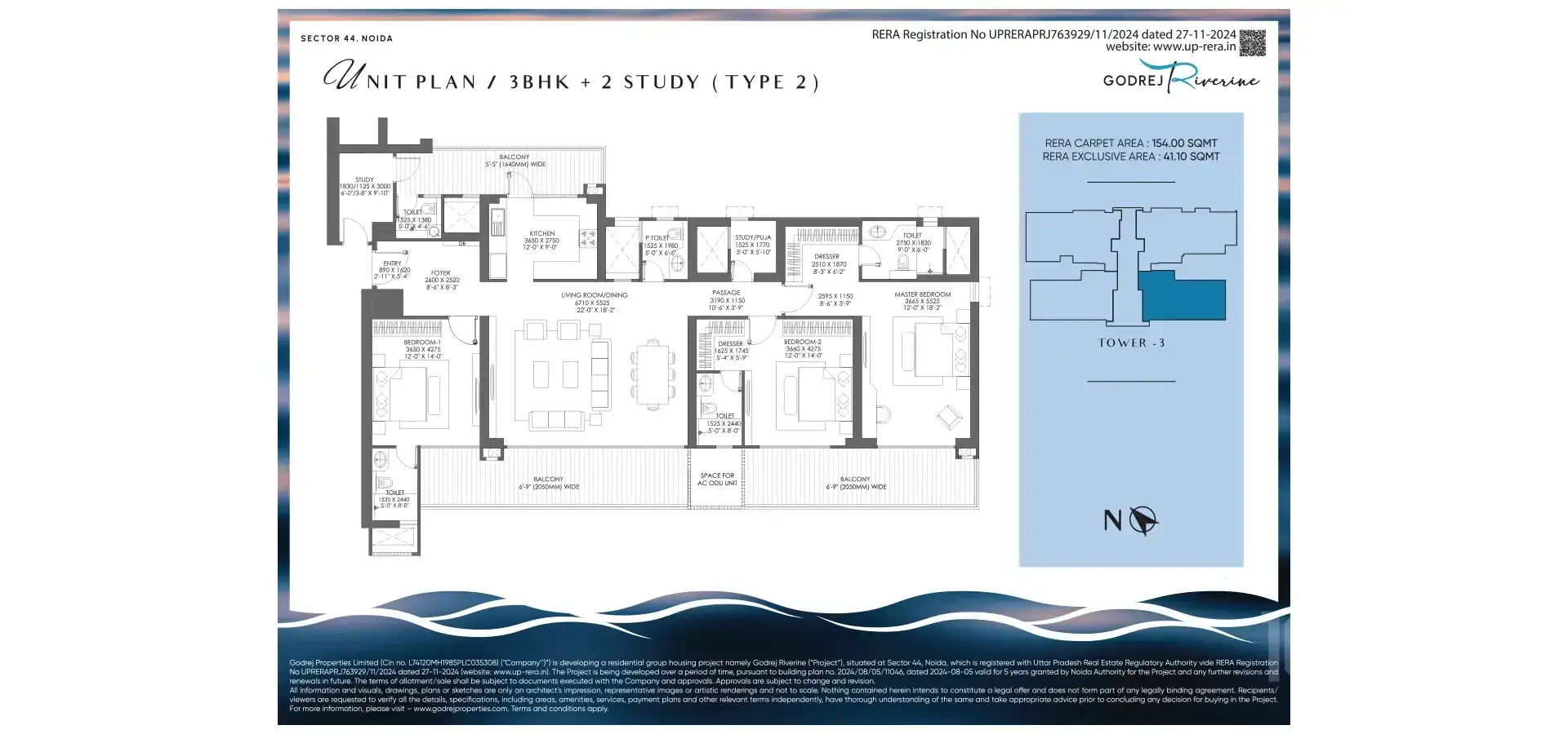 Godrej Riverine - 3 BHK + Utility