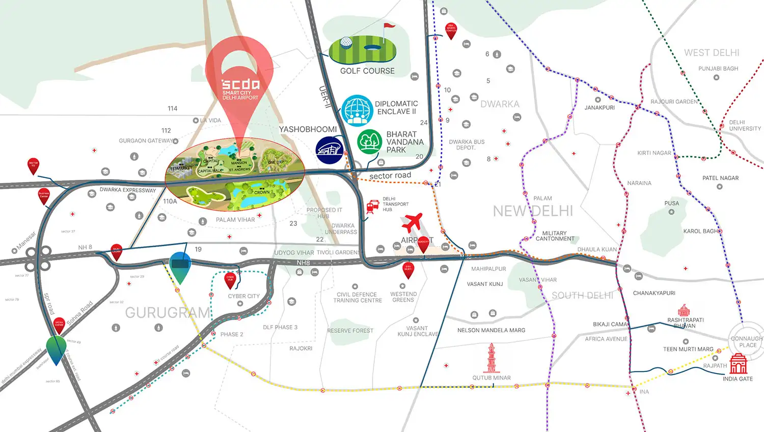 M3M St Andrews at SCDA Location Map