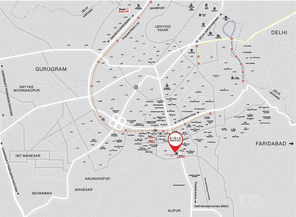Reach Airia Corporate Tower Location Map