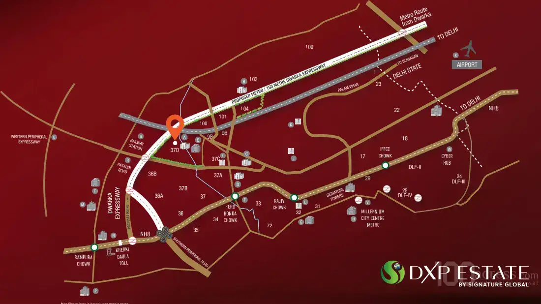 Signature Sarvam at DXP Estate Location Map