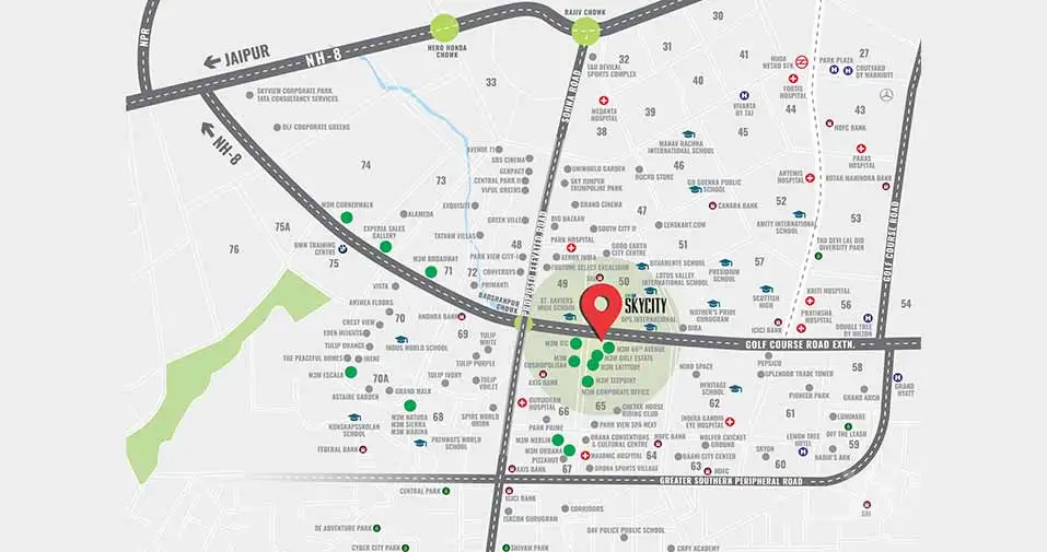 M3M SkyCity Location Map