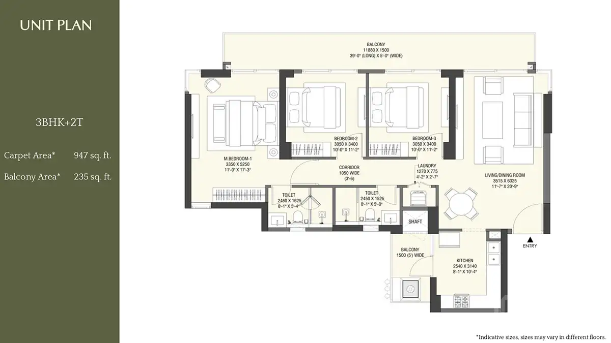 Emaar Serenity Hills - 3 BHK