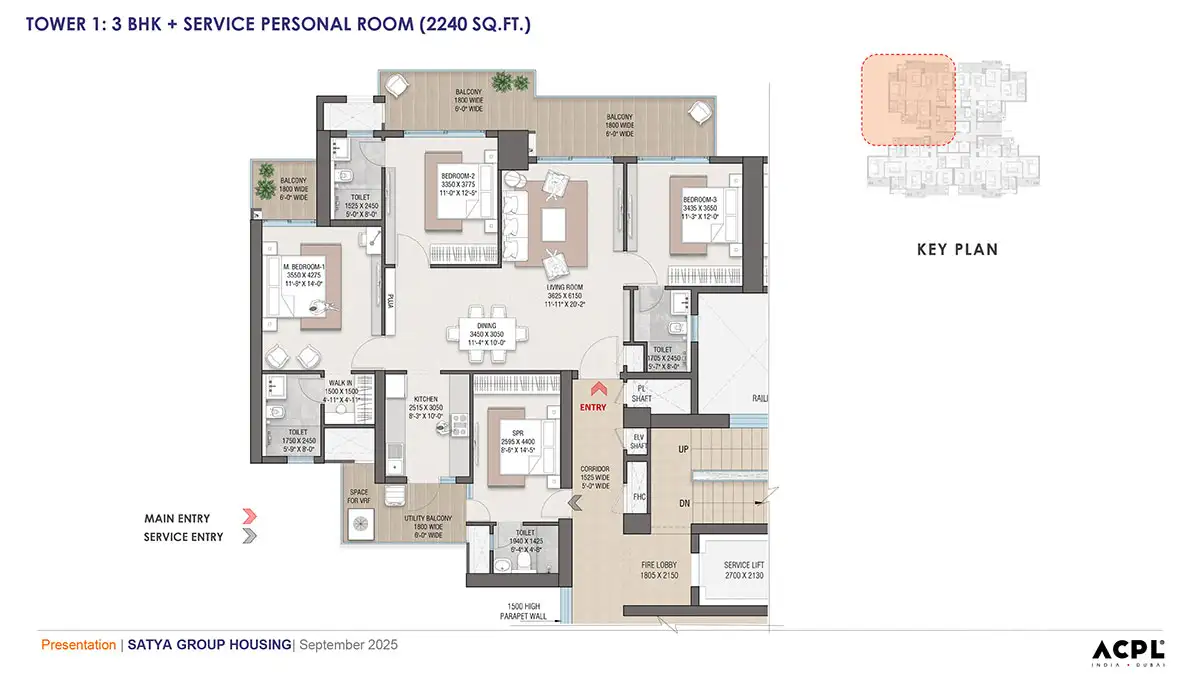 Satya Levante Residences - 3 BHK + SR