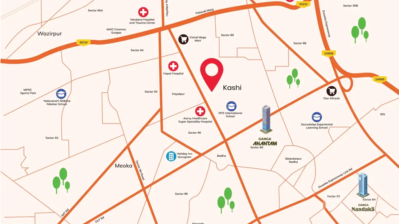 Ganga Realty Liv 90 Location Map