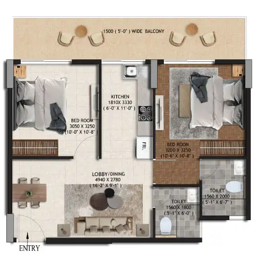 Rajgriham Ridge Residency - 2 BHK