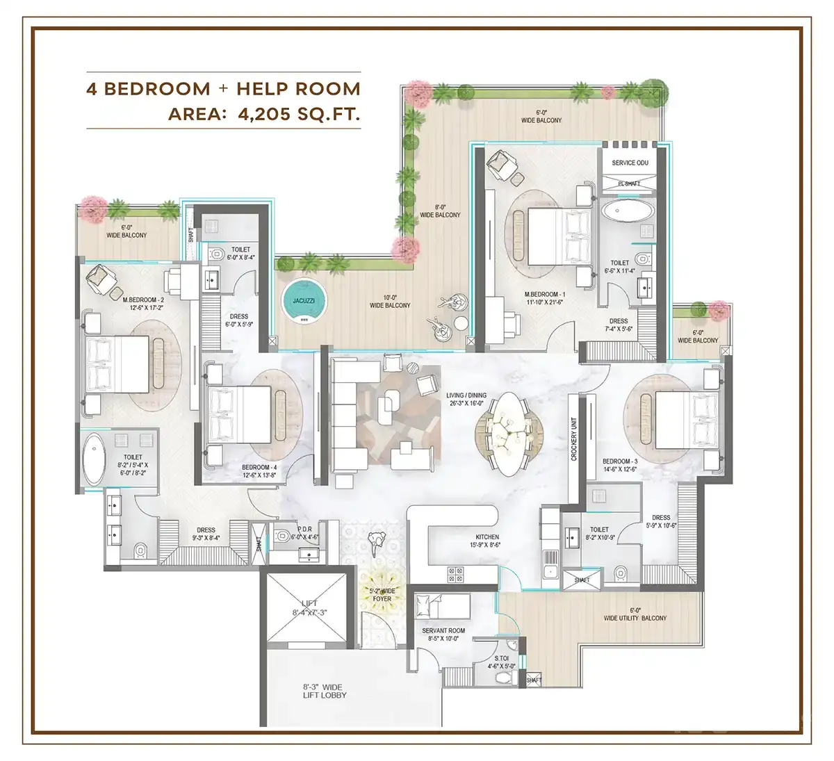 M3M Elie Saab at SCDA - 4 BHK + Help Room