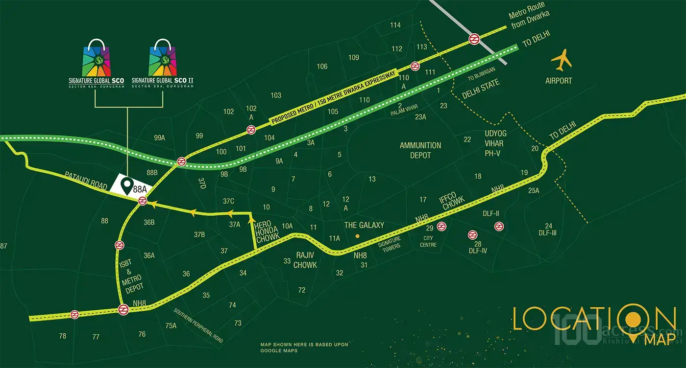 Signature Global SCO II 88A Location Map