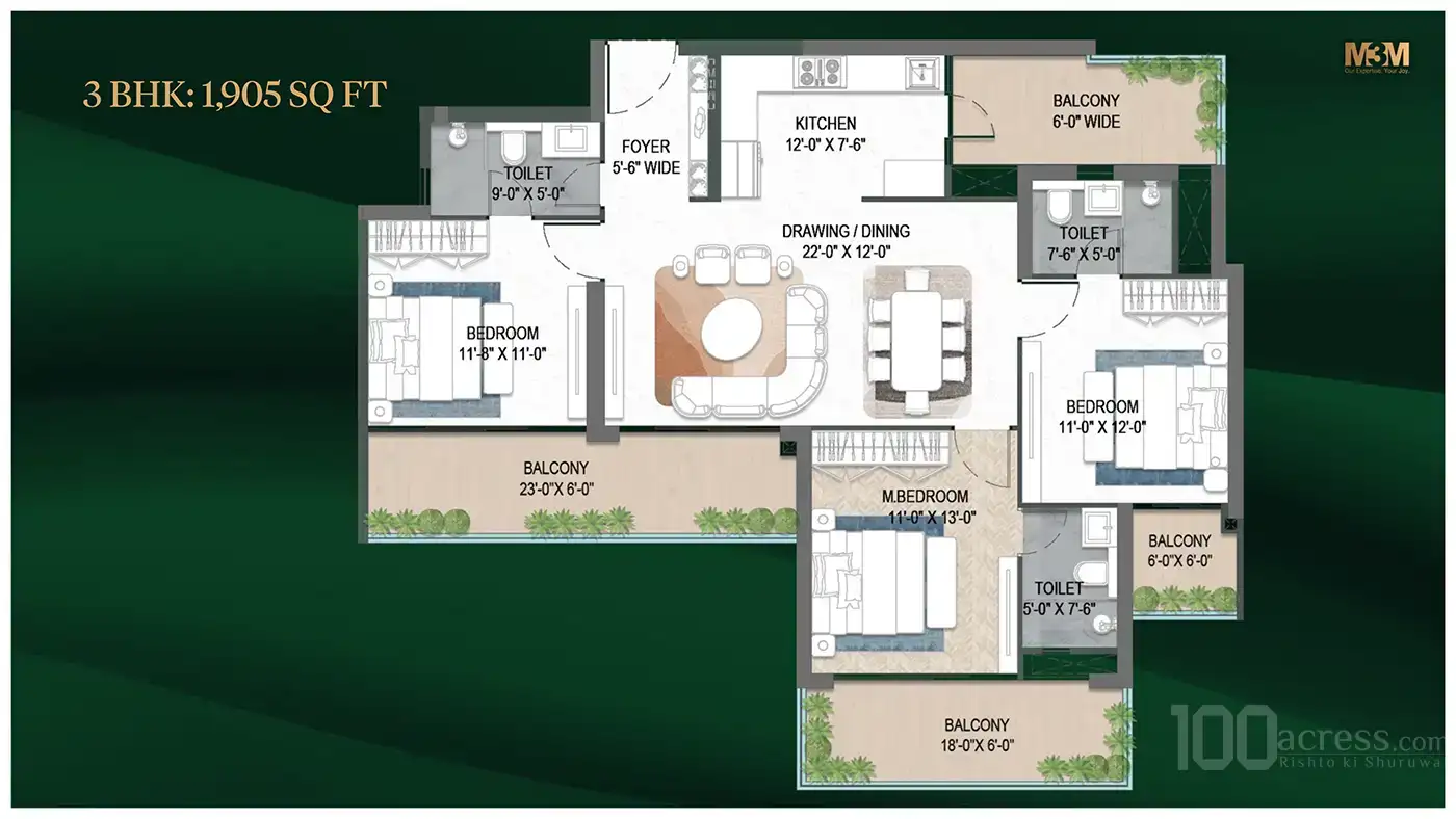 M3M Forestia West at GIC - 3 BHK