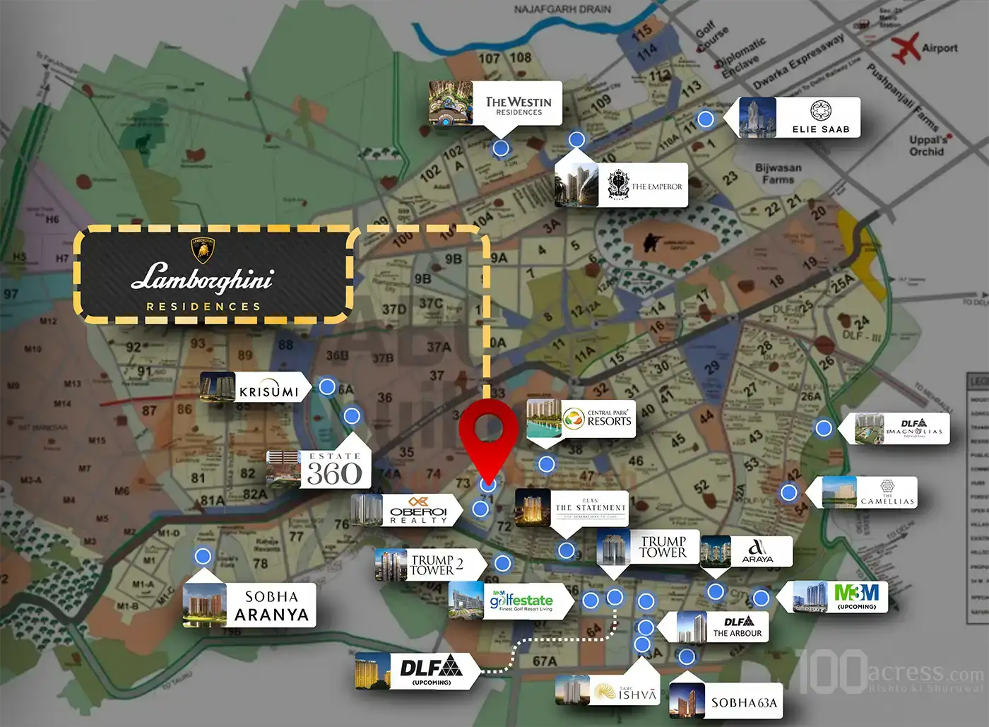 Lamborghini Residences Location Map